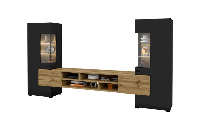 Комод COBY 247JMB26 2D2S Czarny Onyks/Dąb Wotan